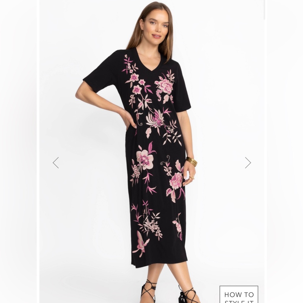 Johnny Was Trapunto V-Neck Knit Dress size XS
